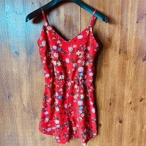 Stradivarius Red Floral Romper